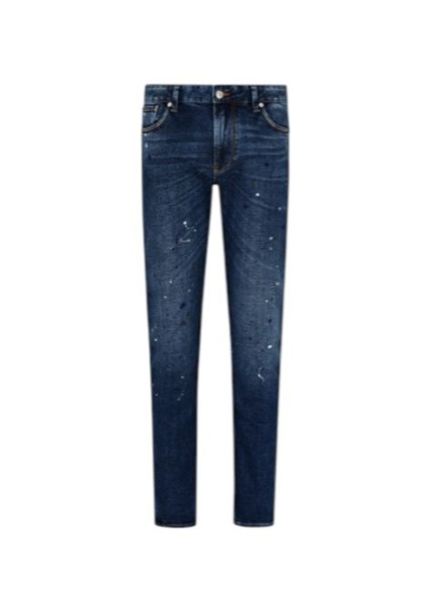J06 slim fit jeans in denim with paint spots EMPORIO ARMANI | Trousers | EM000121 AF13252FB041